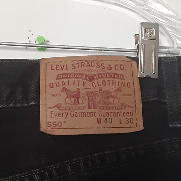 Vtg 90s Levis 550 Jeans Men's 40 x 30 Black Relaxed Fit USA Made Distressed - Picture 7 of 10